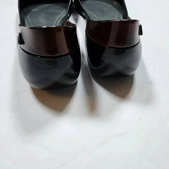 Melissa Black Tortoise Bow & Gold Detail Size 8 Peep Toe  Jelly PVC - Picture 5 of 9